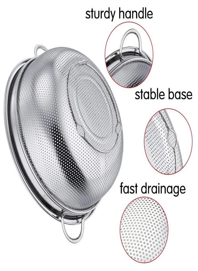 JUGTE Stainless Steel Micro-Perforated Rice Washing Basket Bowl Multipurpose use of Mesh Strainer Bowl Strainer with Handle for Kitchen Vegetable Storing and Straining Sieve Colander Sifter (12 INCH) - Image 2